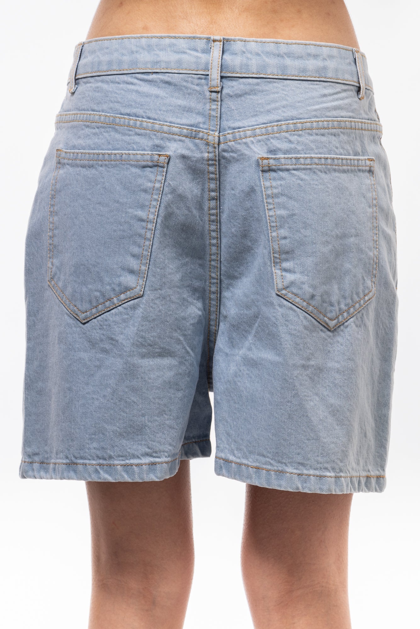 Back view of tA Relaxed Denim Shorts with classic yoke and functional back pockets