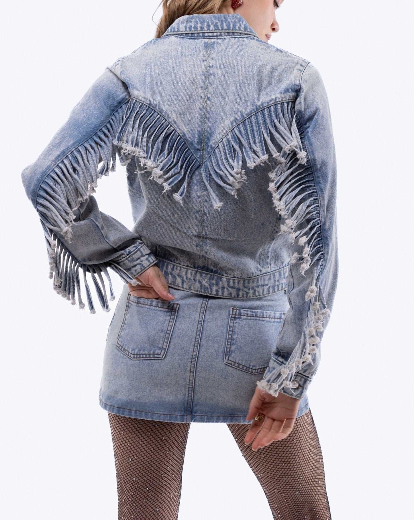 Bleached Distressed Denim Mini Skirt