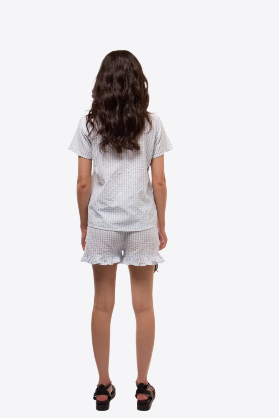 GINGHAM RUFFLE HEM SHORTS SILKROAD DAUGHTERS