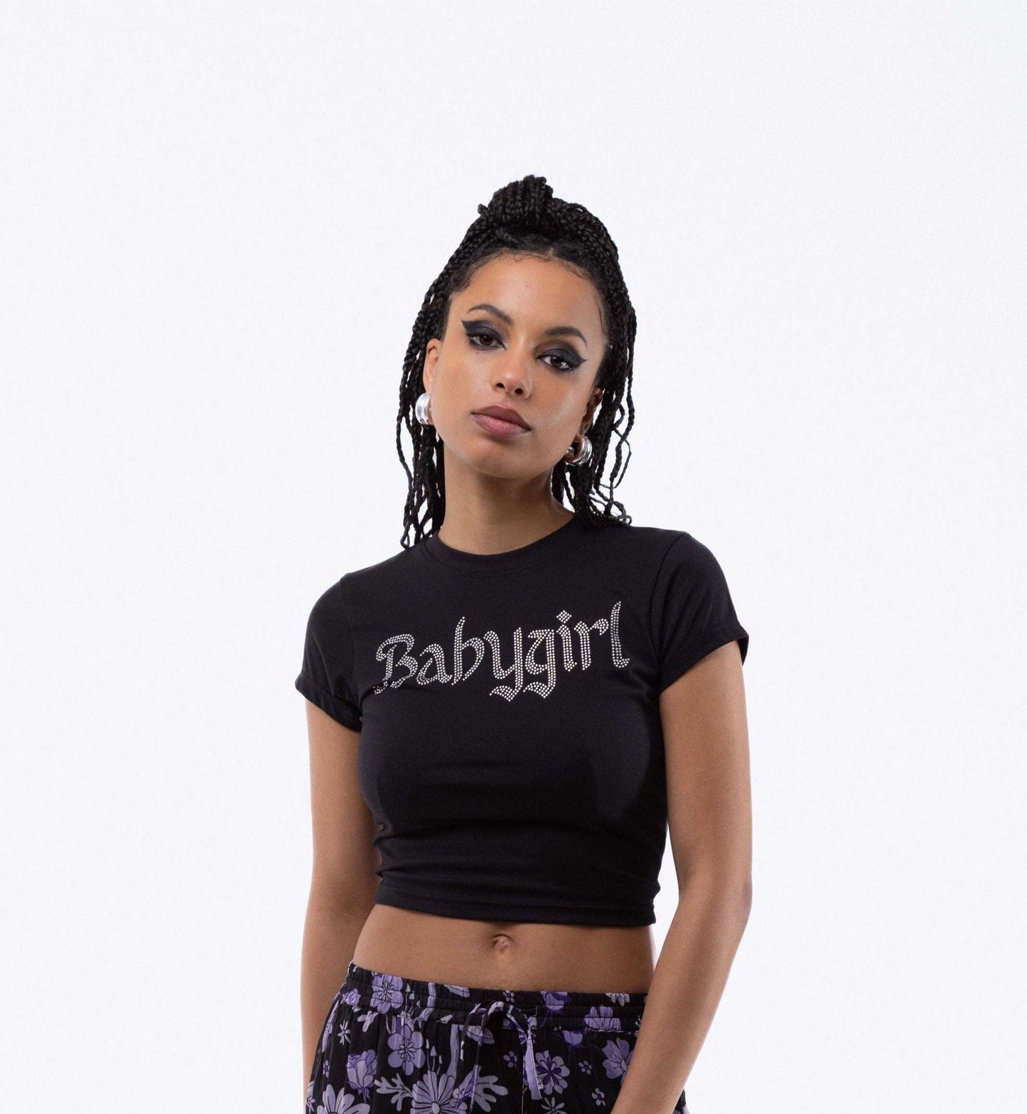 Baby Girl Diamanté Grunge Tee Tees Cropped Graphic Women's Baby Tec Baby Tees