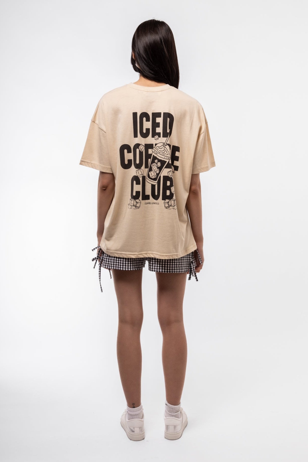 Back view of Iced Coffee Club tee highlighting everyday comfort and minimalist back design