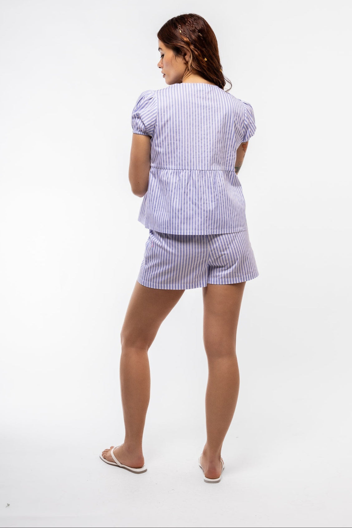 Blue Sky Tie Front Top – Side back Angle