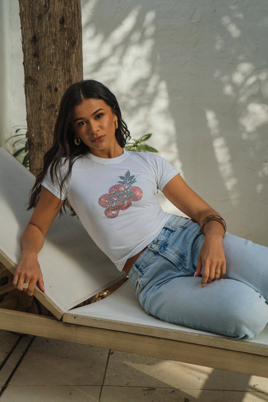 TOMATOES RHINESTONE FITTED TEE SILKROAD DAUGHTERS
