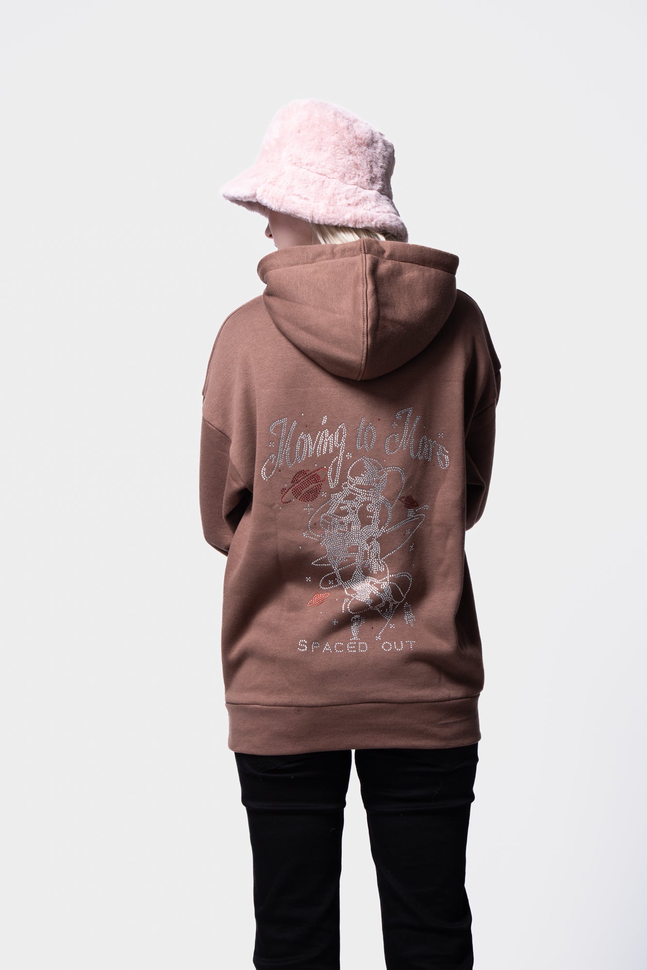Rhinestone Embellished Long Sleeve Hooded Zip-Up Sweatshirt SILKROAD DAUGHTERS