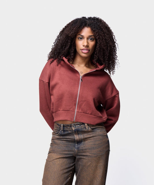 Zip Through Cropped Hoodie SILKROAD DAUGHTERS