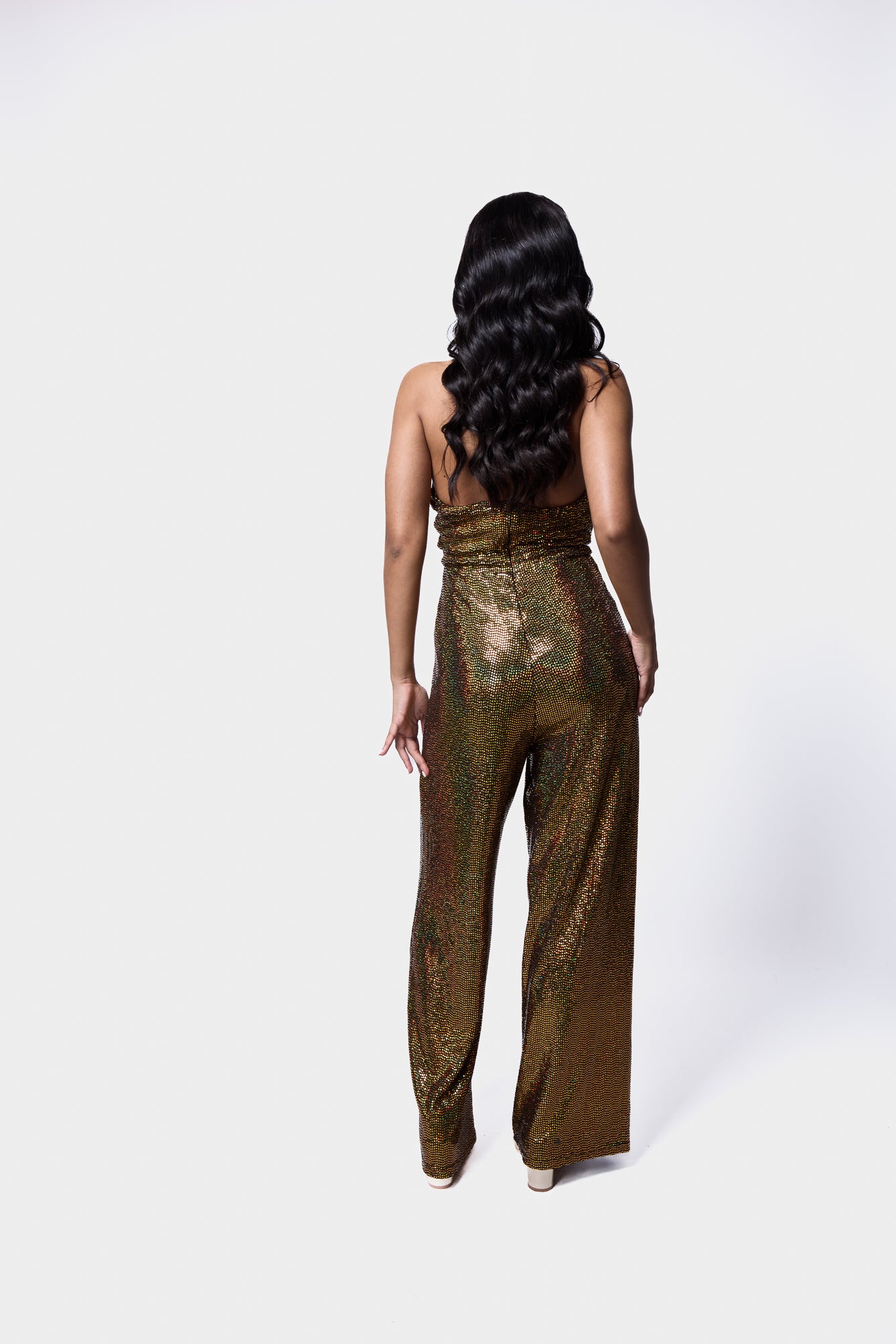 Sequin Jumpsuit  Cowl Neck SILKROAD DAUGHTERS