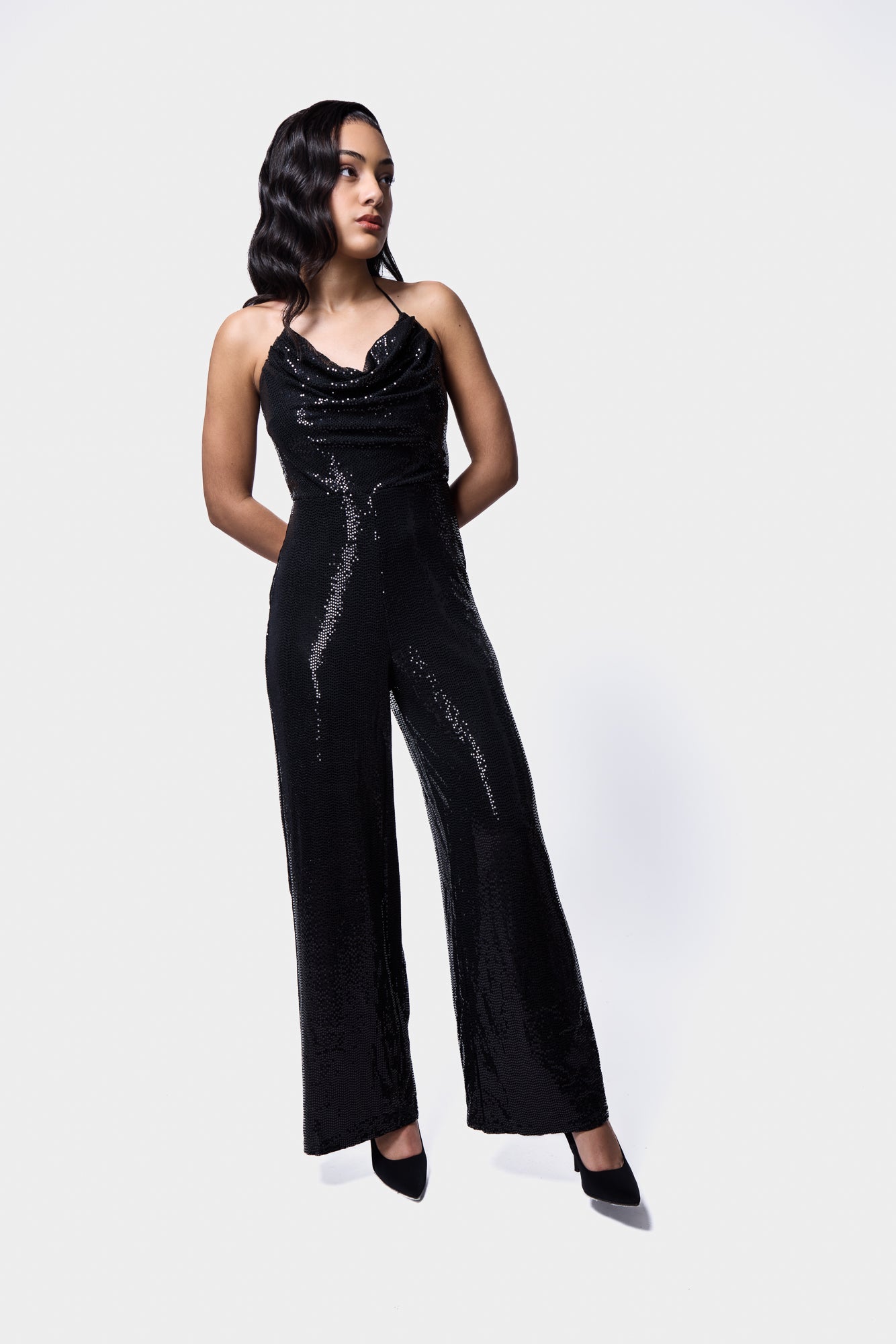 Sequin Jumpsuit  Cowl Neck SILKROAD DAUGHTERS
