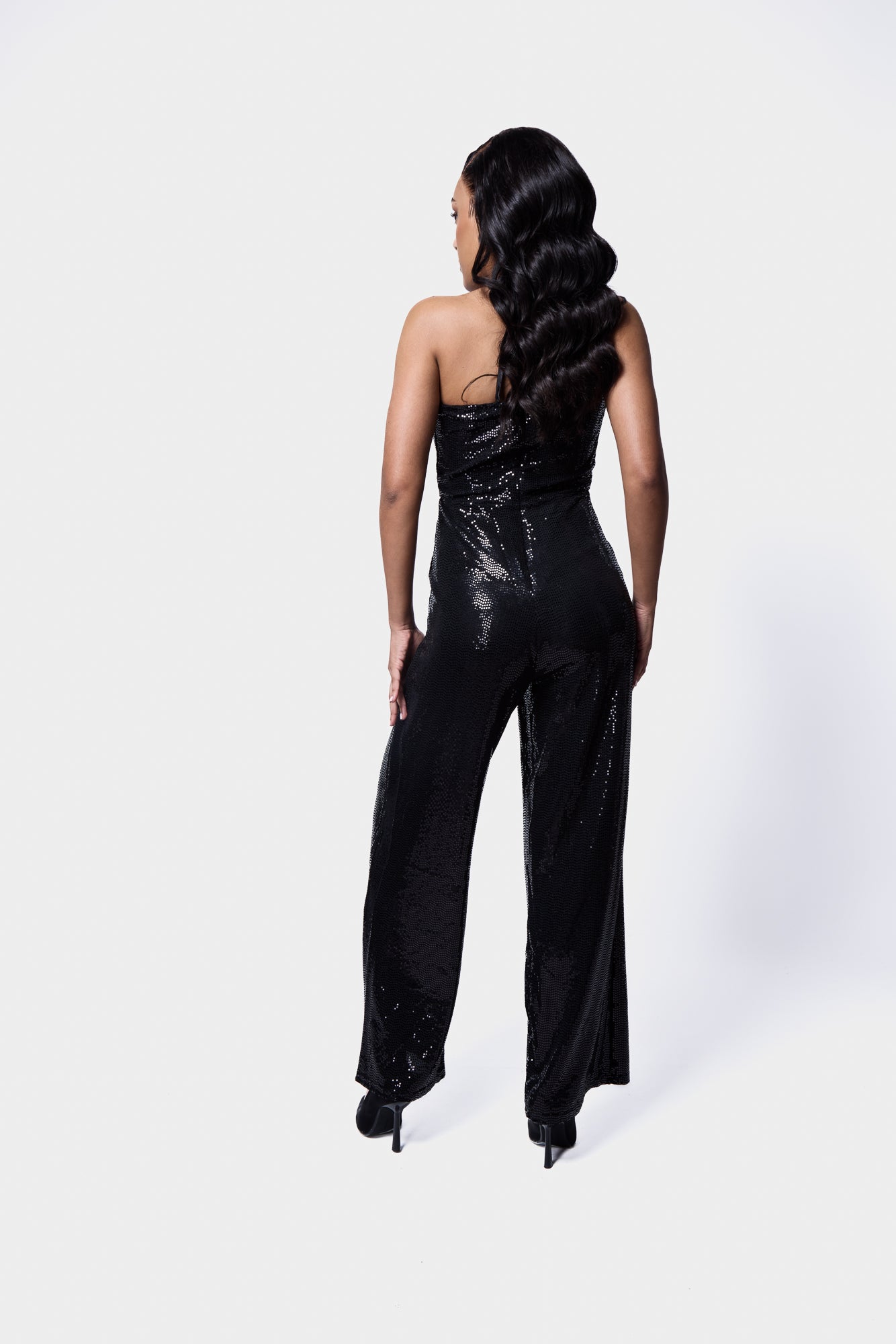 Sequin Jumpsuit  Cowl Neck SILKROAD DAUGHTERS