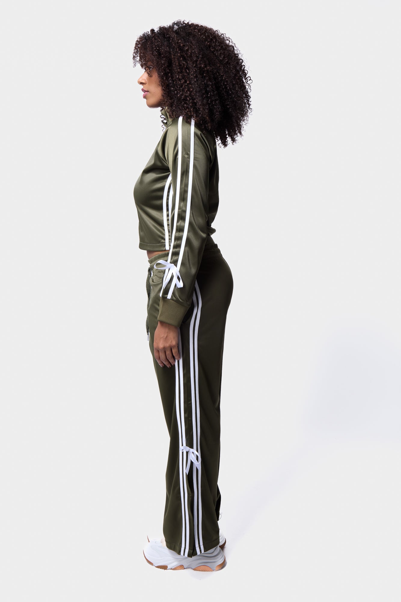 Side Stripe Bow Detail Wide Leg Trousers SILKROAD DAUGHTERS