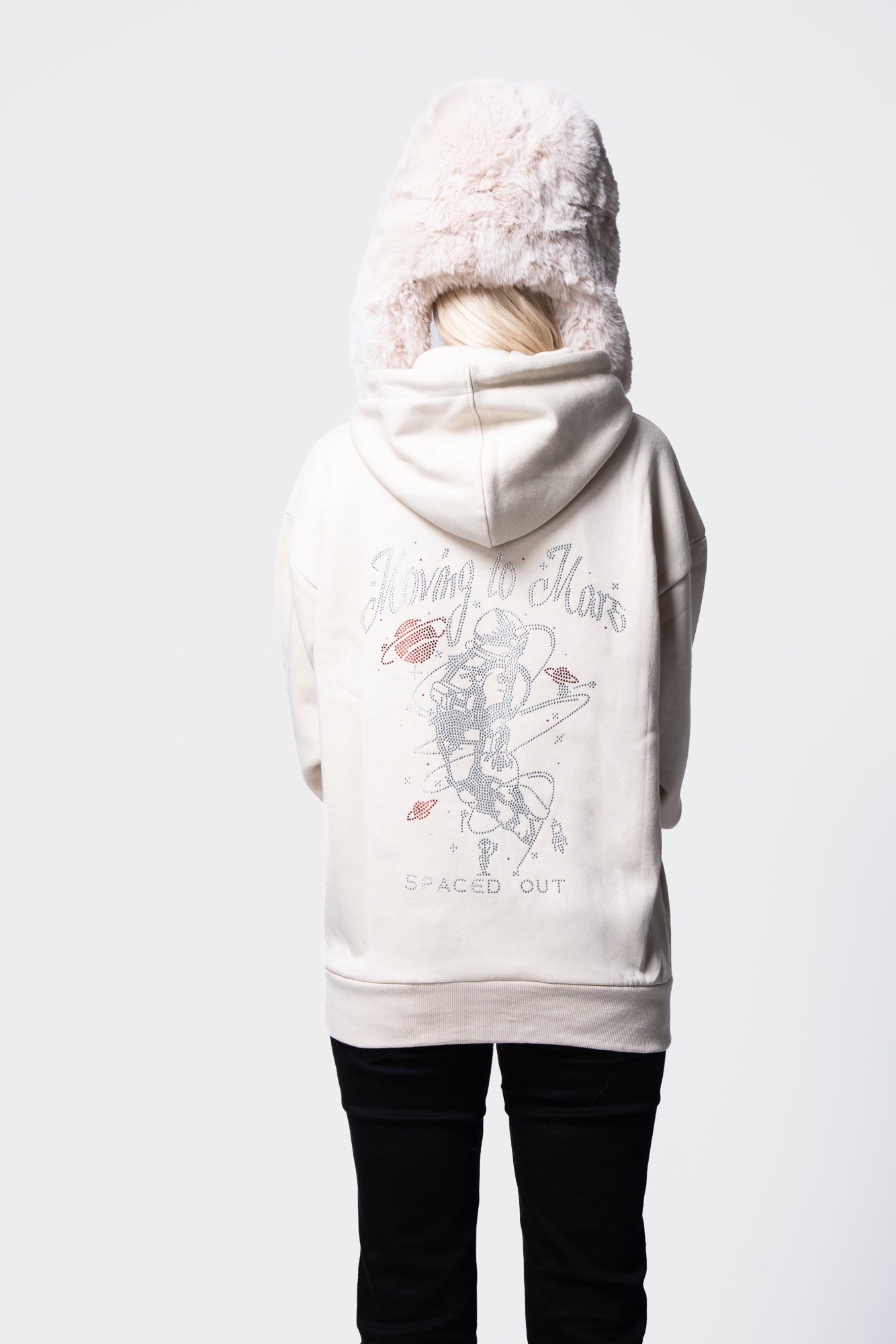 Rhinestone Embellished Long Sleeve Hooded Zip-Up Sweatshirt SILKROAD DAUGHTERS