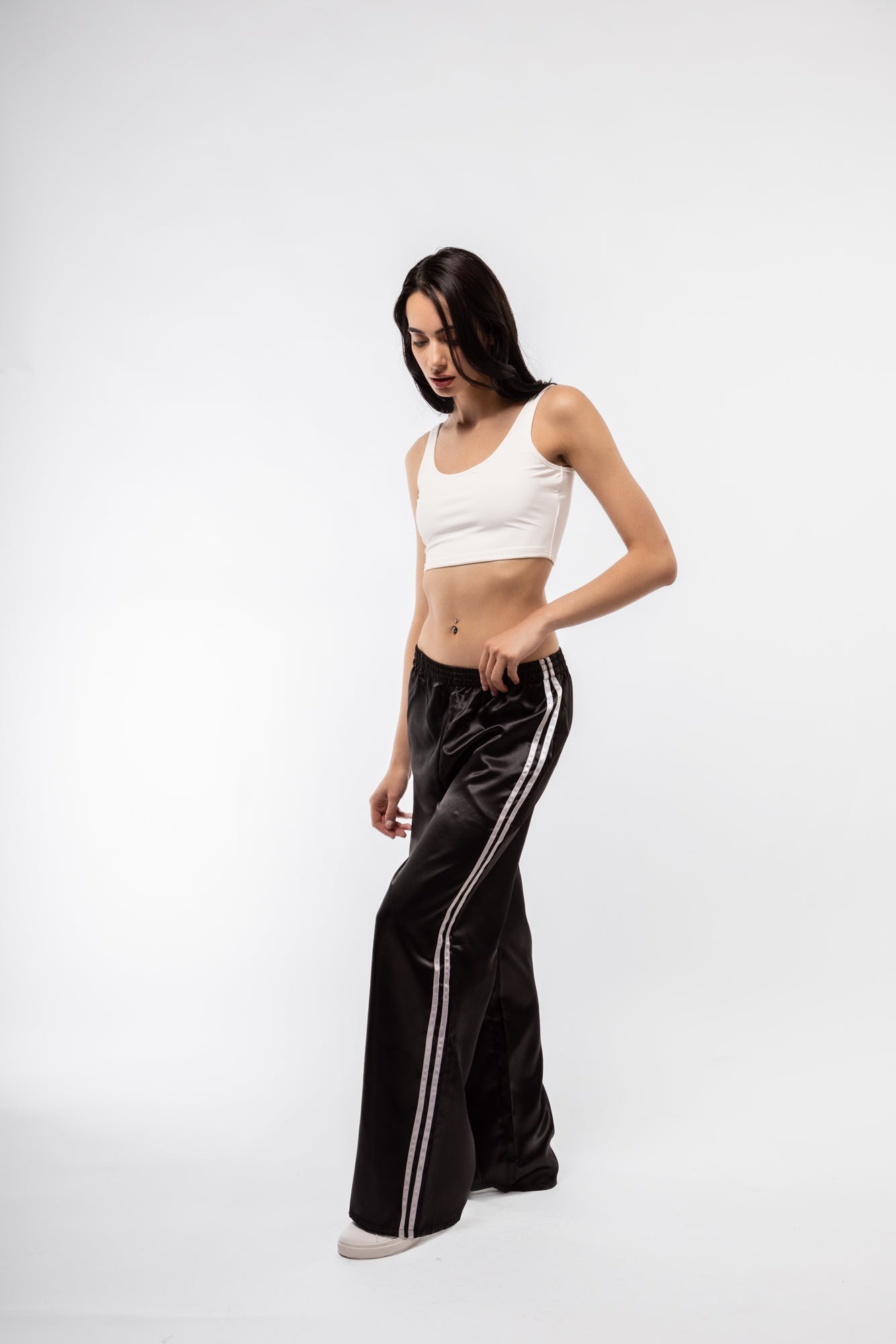 SATIN WIDE LEG SIDE STRIPE TROUSERS SILKROAD DAUGHTERS