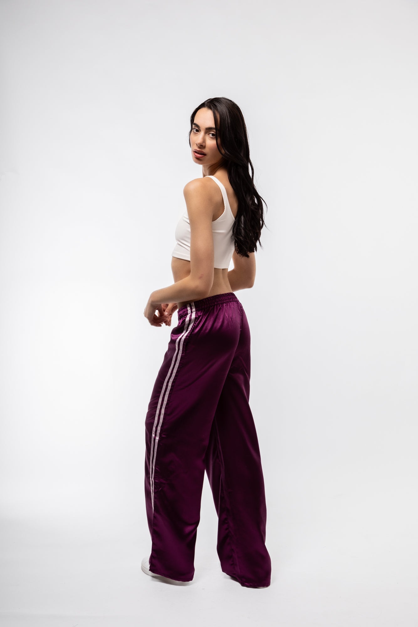 SATIN WIDE LEG SIDE STRIPE TROUSERS SILKROAD DAUGHTERS