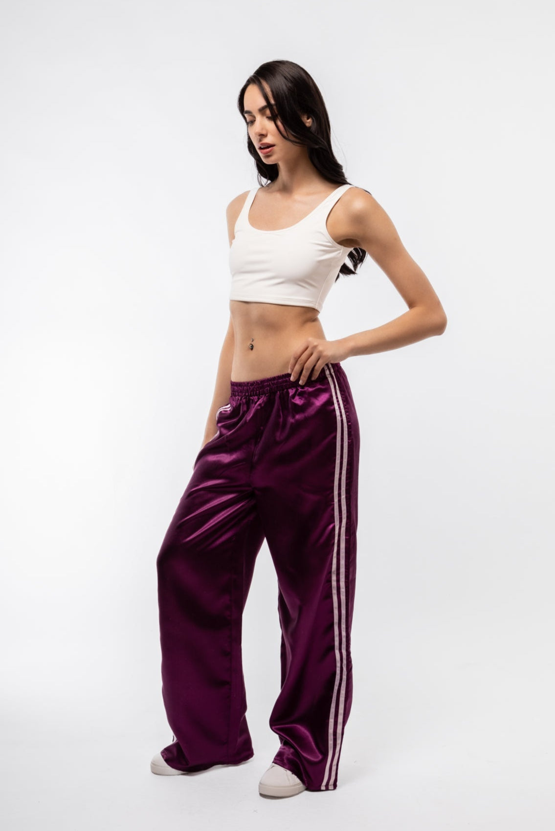SATIN WIDE LEG SIDE STRIPE TROUSERS SILKROAD DAUGHTERS