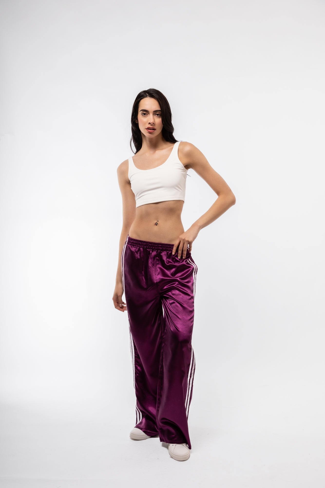 SATIN WIDE LEG SIDE STRIPE TROUSERS SILKROAD DAUGHTERS