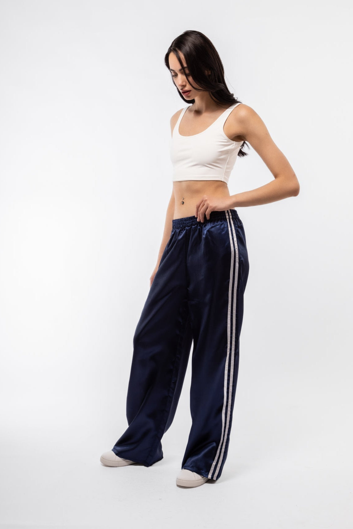 SATIN WIDE LEG SIDE STRIPE TROUSERS SILKROAD DAUGHTERS