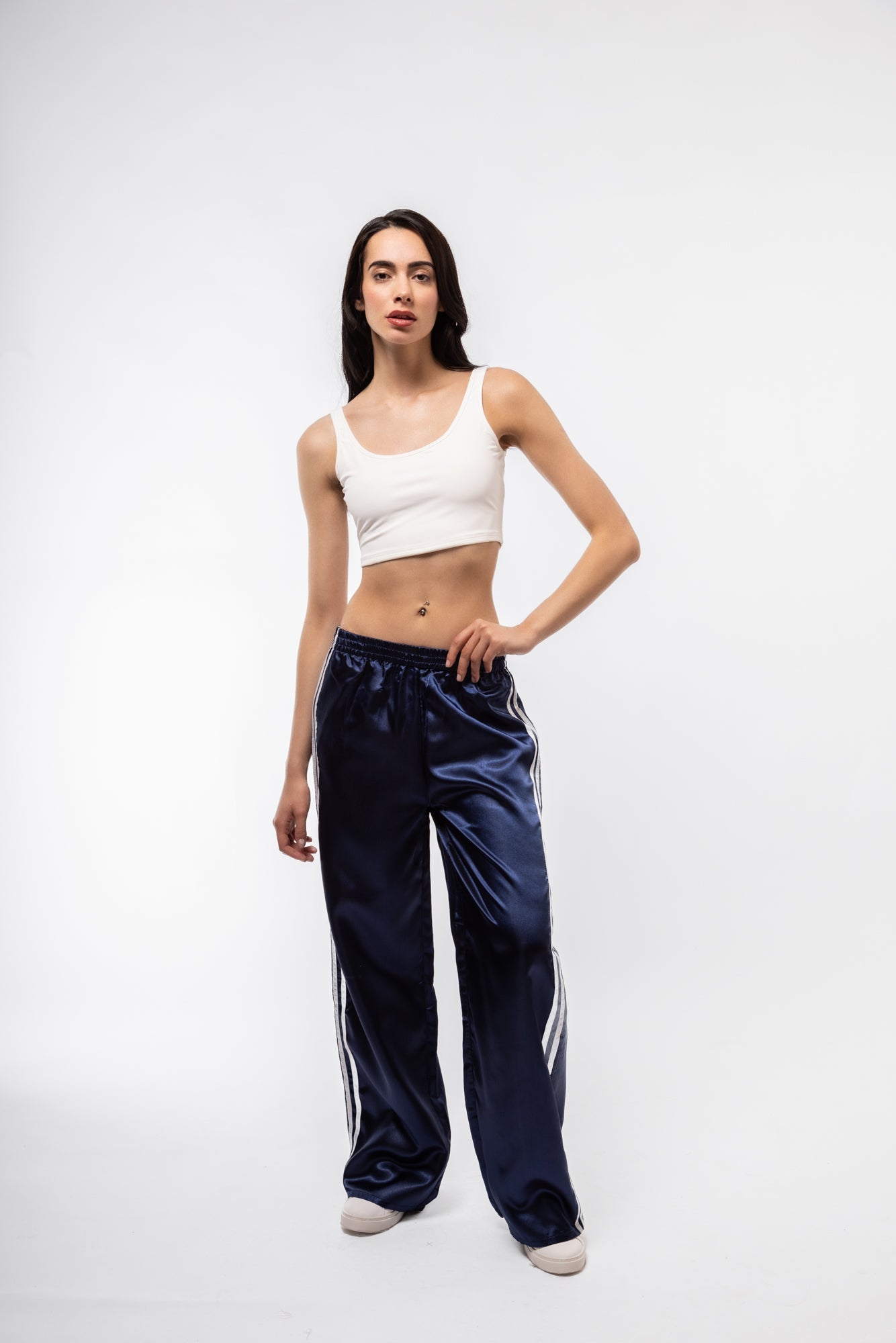 SATIN WIDE LEG SIDE STRIPE TROUSERS SILKROAD DAUGHTERS