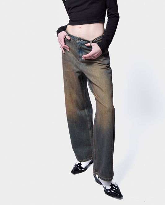 WIDE LEG DENIM JEANS IN SUN WASH BLUE SILKROAD DAUGHTERS