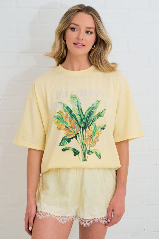 FARMERS MARKETS RHINESTONE OVERSIZED TEE SILKROAD DAUGHTERS