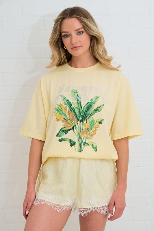 FARMERS MARKETS RHINESTONE OVERSIZED TEE SILKROAD DAUGHTERS