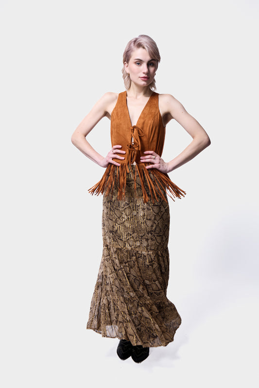 Snake Print Skirt Midi Skirt front view