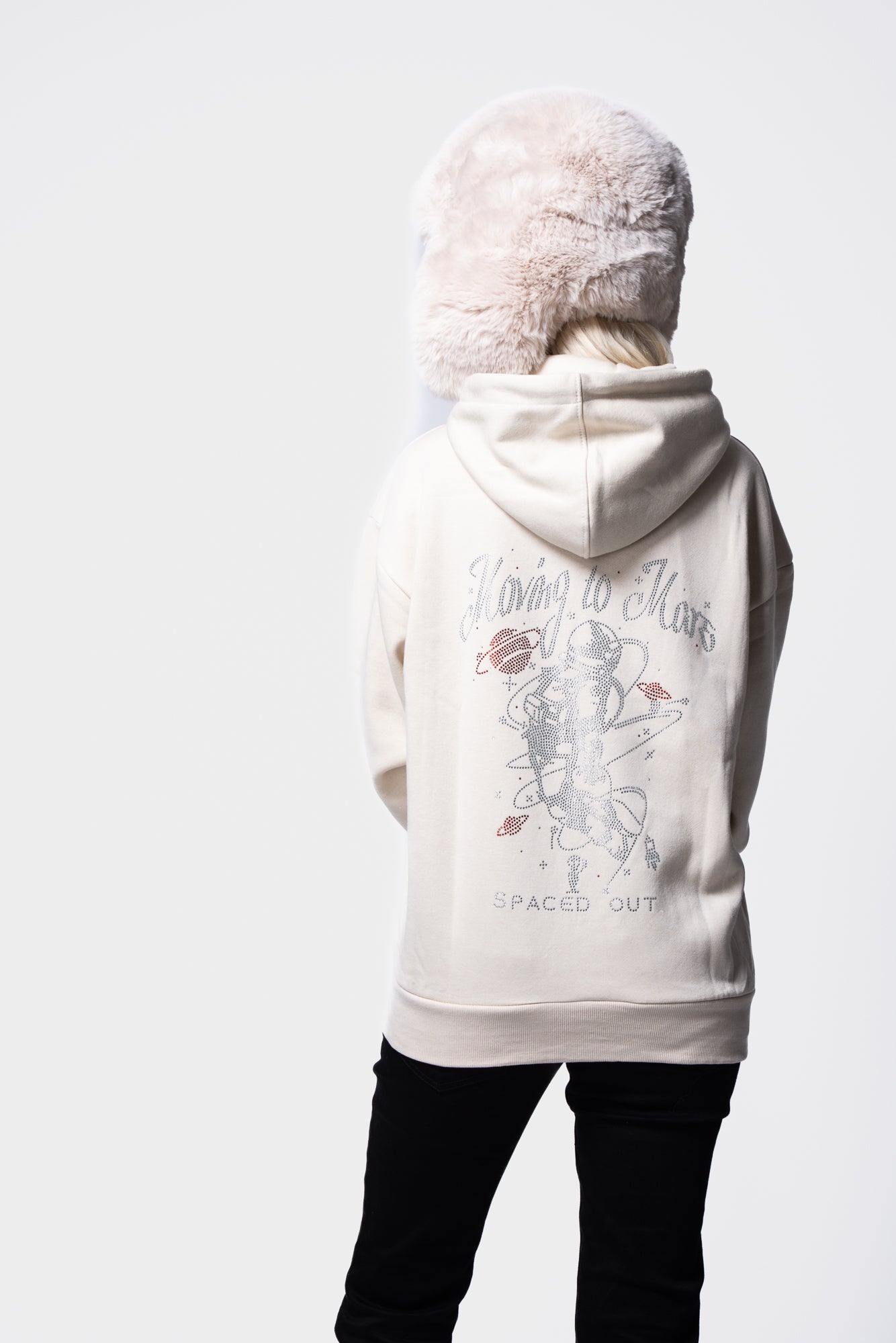 Rhinestone Embellished Long Sleeve Hooded Zip-Up Sweatshirt SILKROAD DAUGHTERS