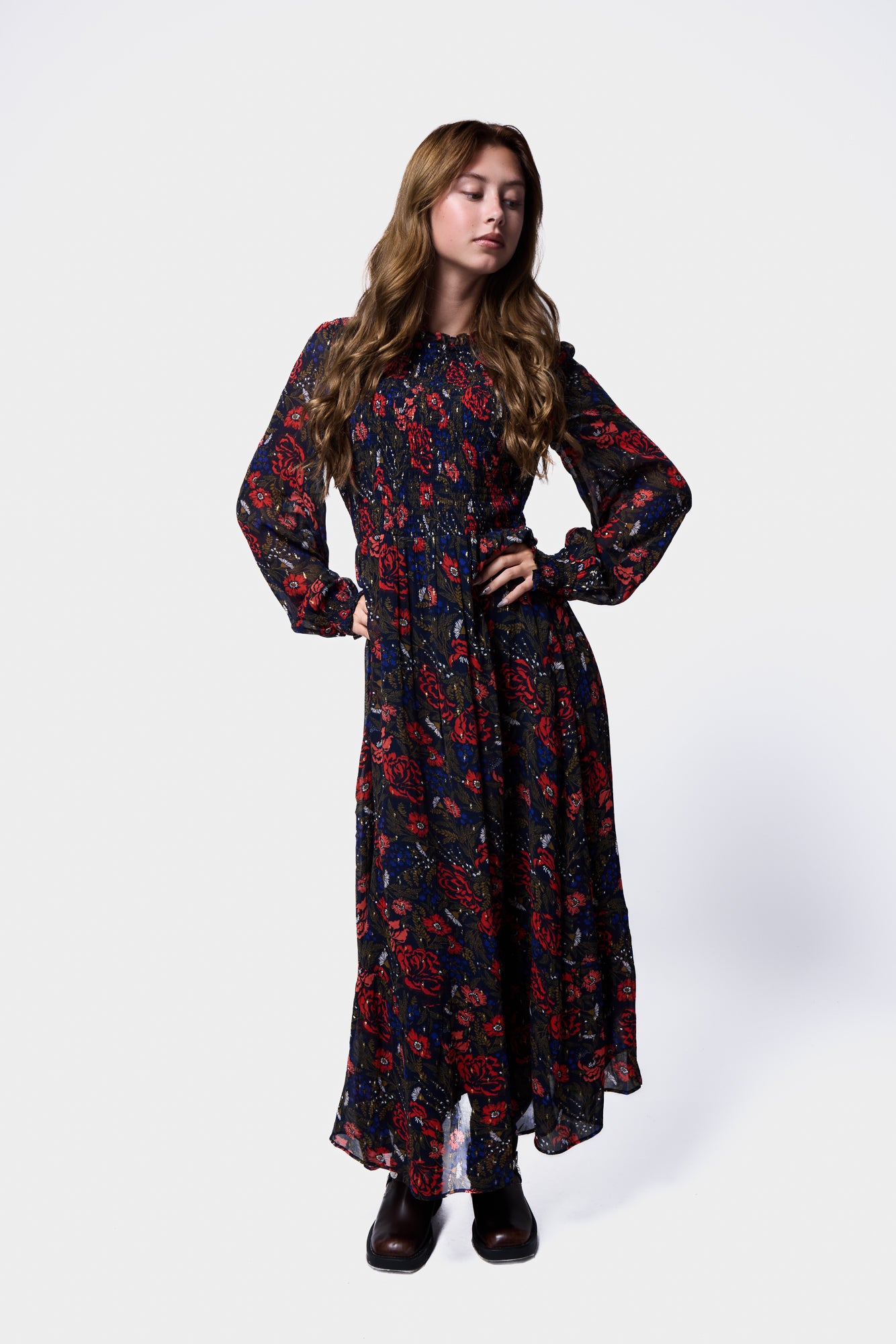 Printed Georgette Midi Dress SILKROAD DAUGHTERS