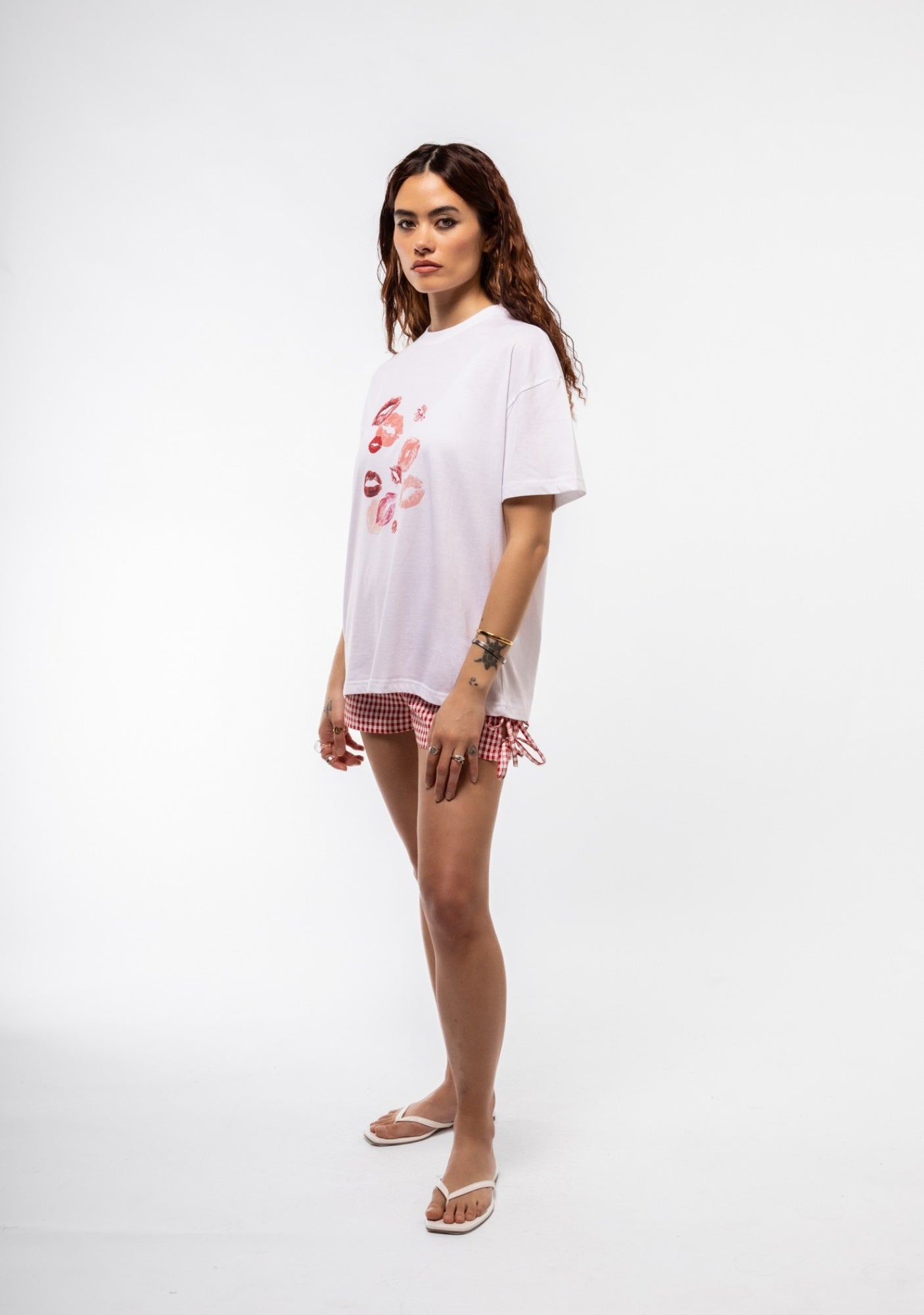 The Lips graphic tee front shot showcasing flirty lip print and comfy oversized silhouette