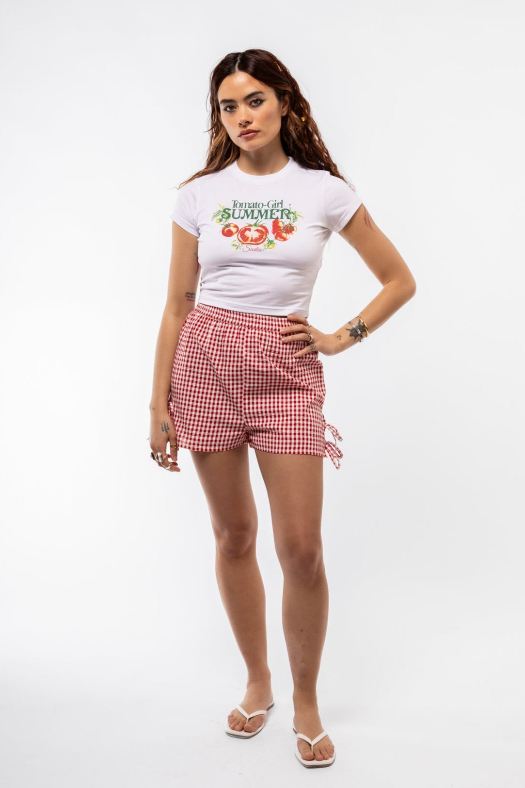Tomato Girl tee front shot showcasing vibrant print and relaxed crewneck fit