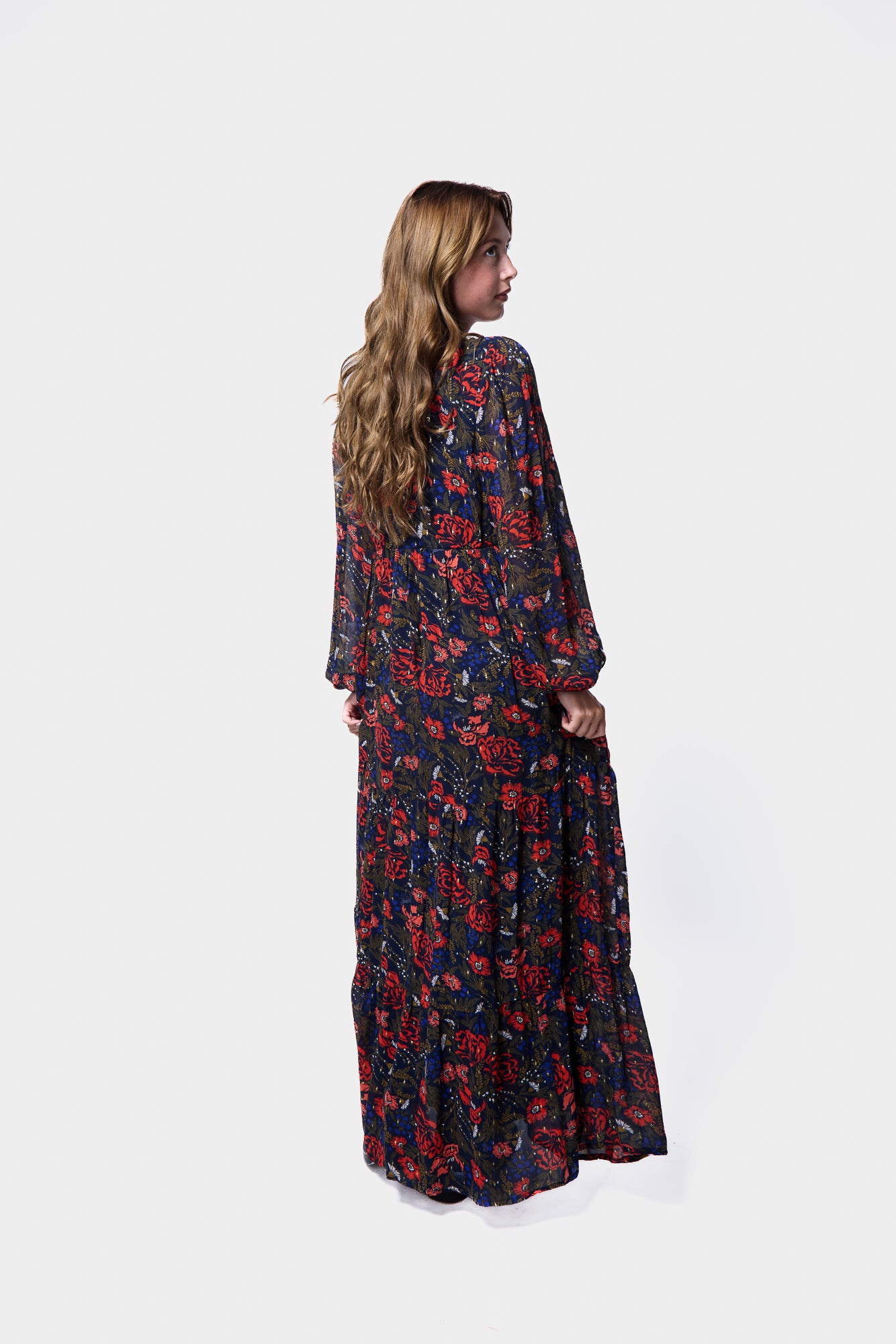 Trendy Tiered Print Dress back view