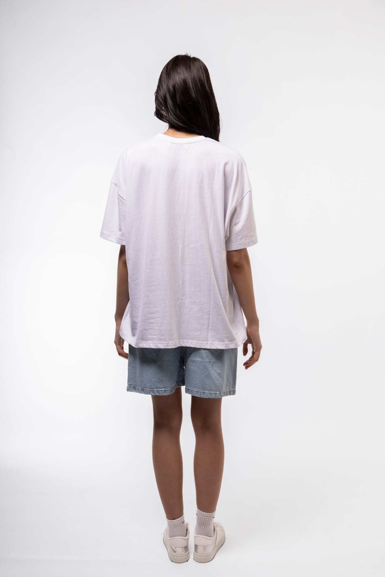 Back view of A Relaxed Denim Shorts