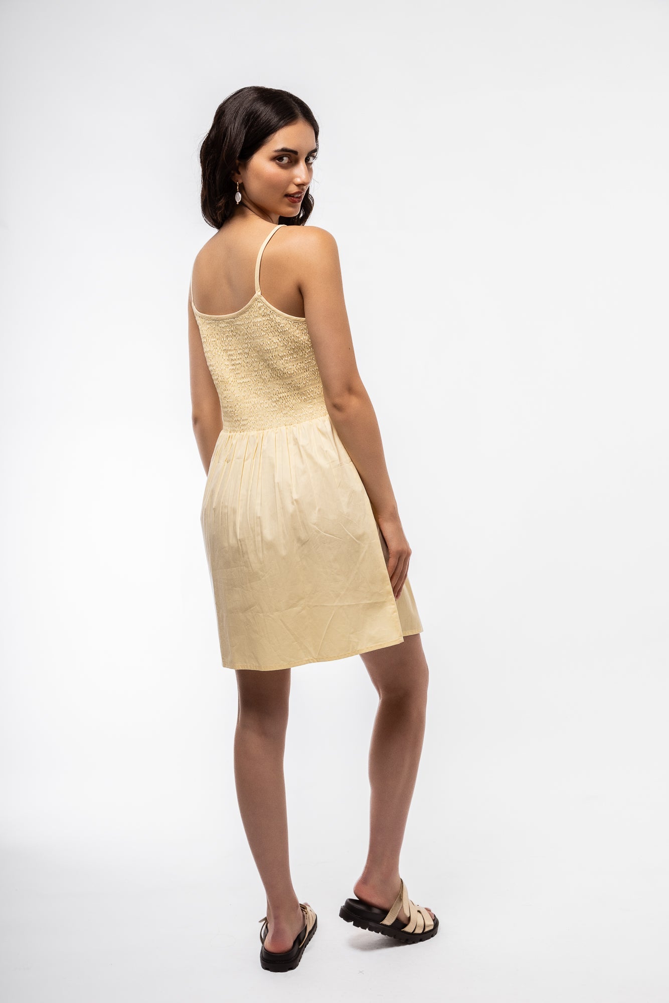 back view of the yellow mini dress