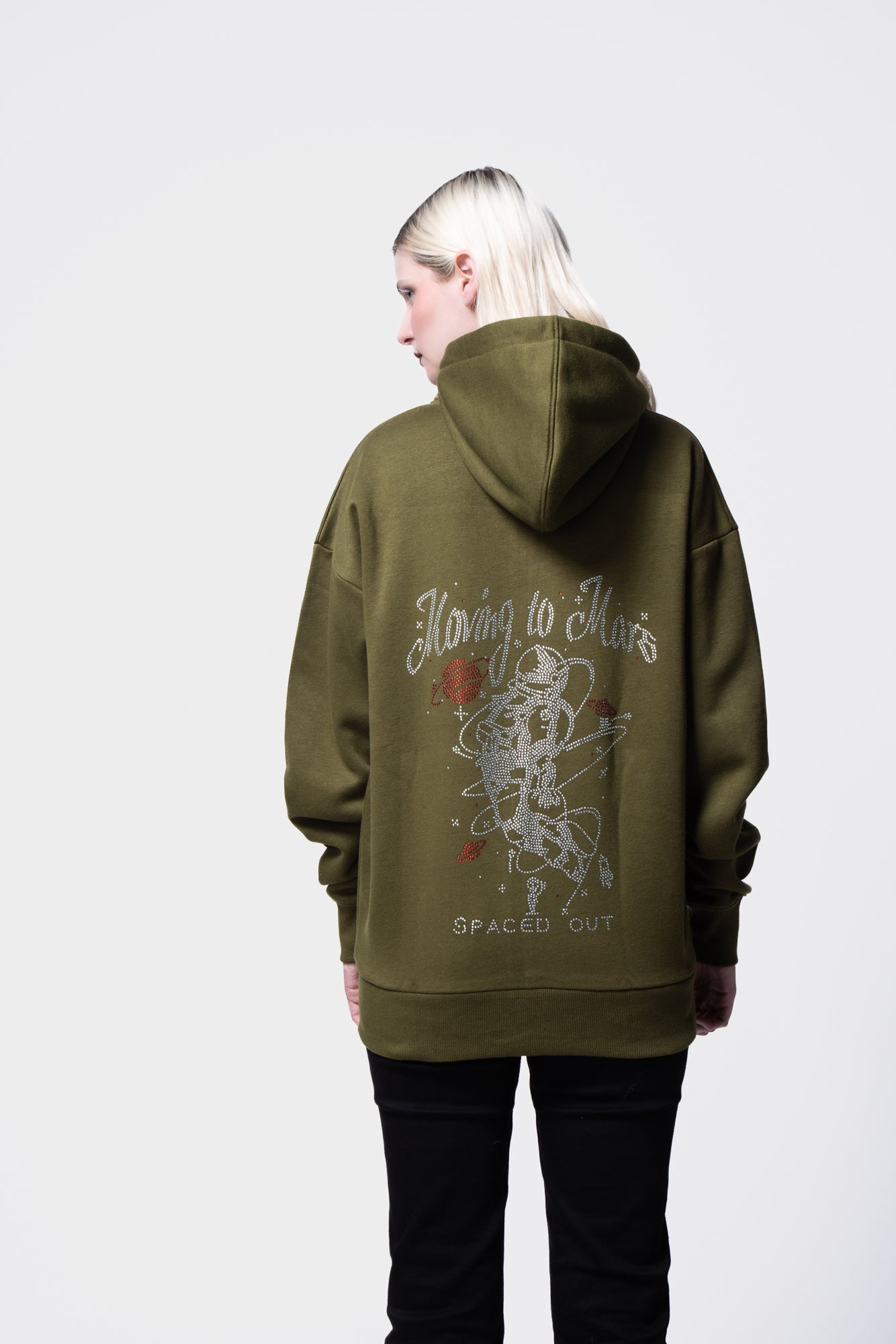 Rhinestone Embellished Long Sleeve Hooded Zip-Up Sweatshirt SILKROAD DAUGHTERS