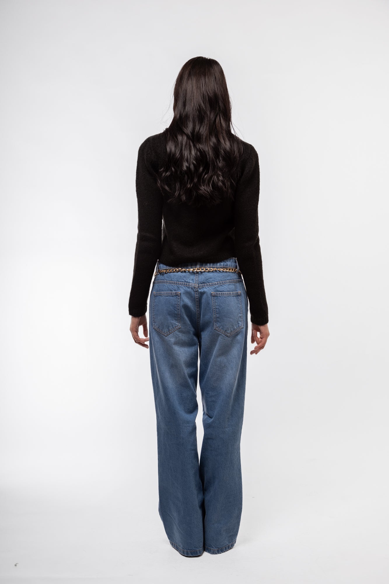 Back silhouette of lightweight Black 
 knitwear