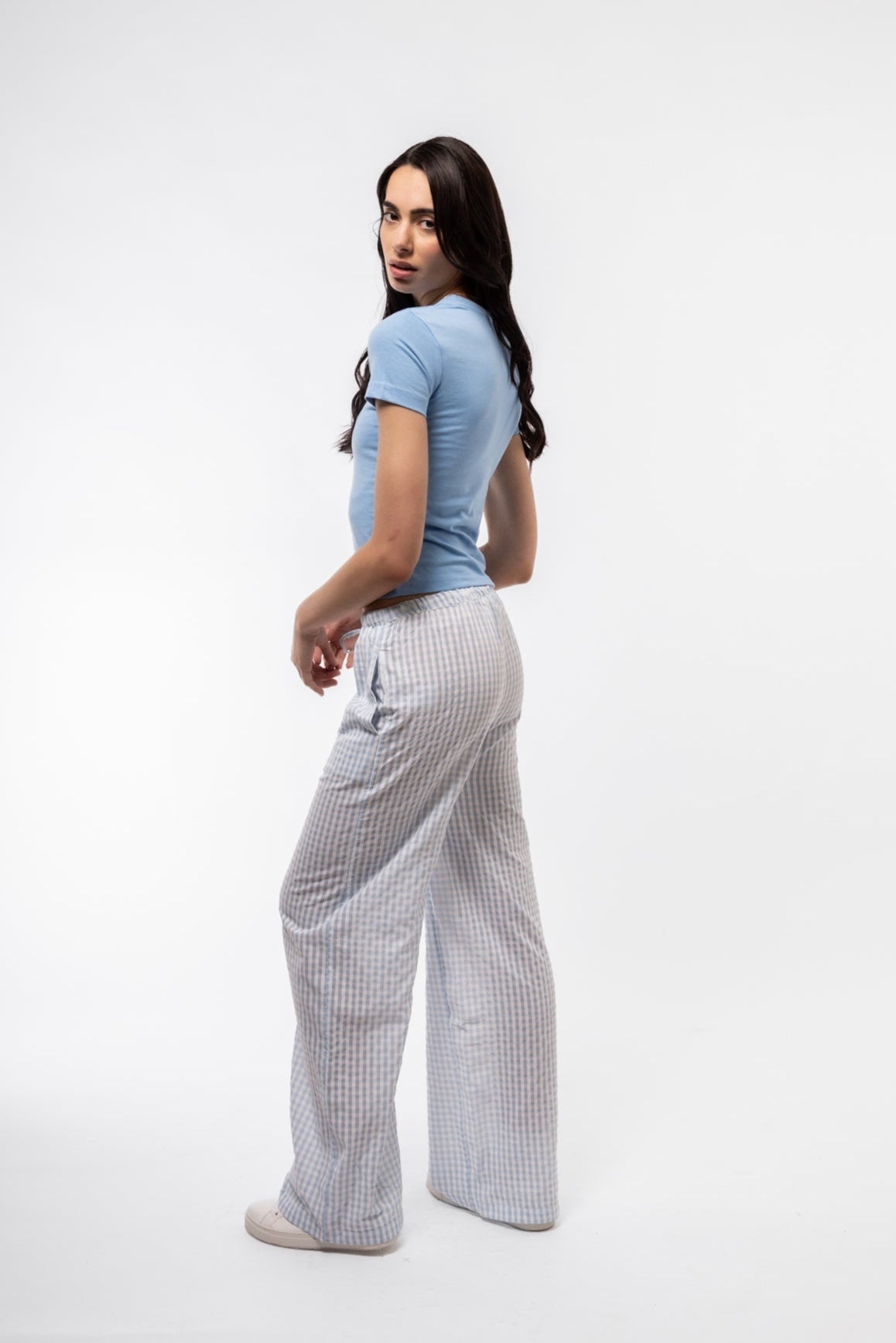 GINGHAM WIDE LEG TROUSERS SILKROAD DAUGHTERS