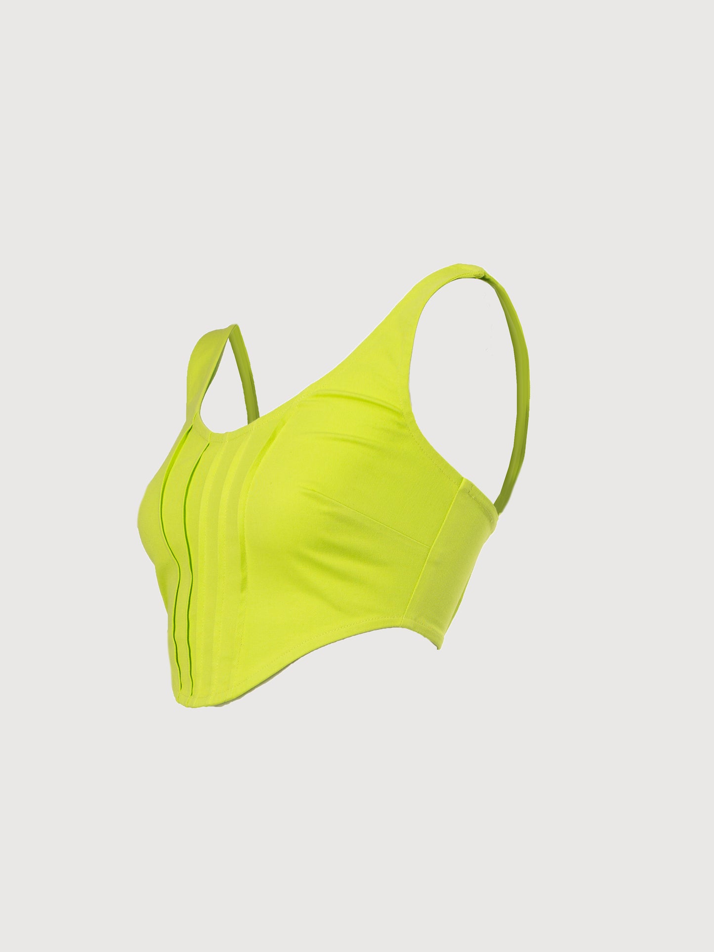 Lime Green Twill Dip Hem Corset Top