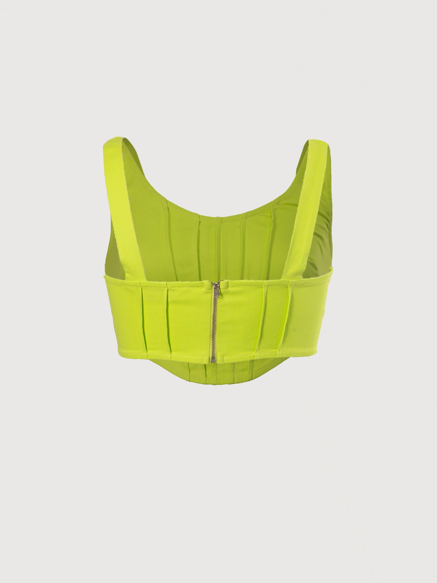 Lime Green Twill Dip Hem Corset Top