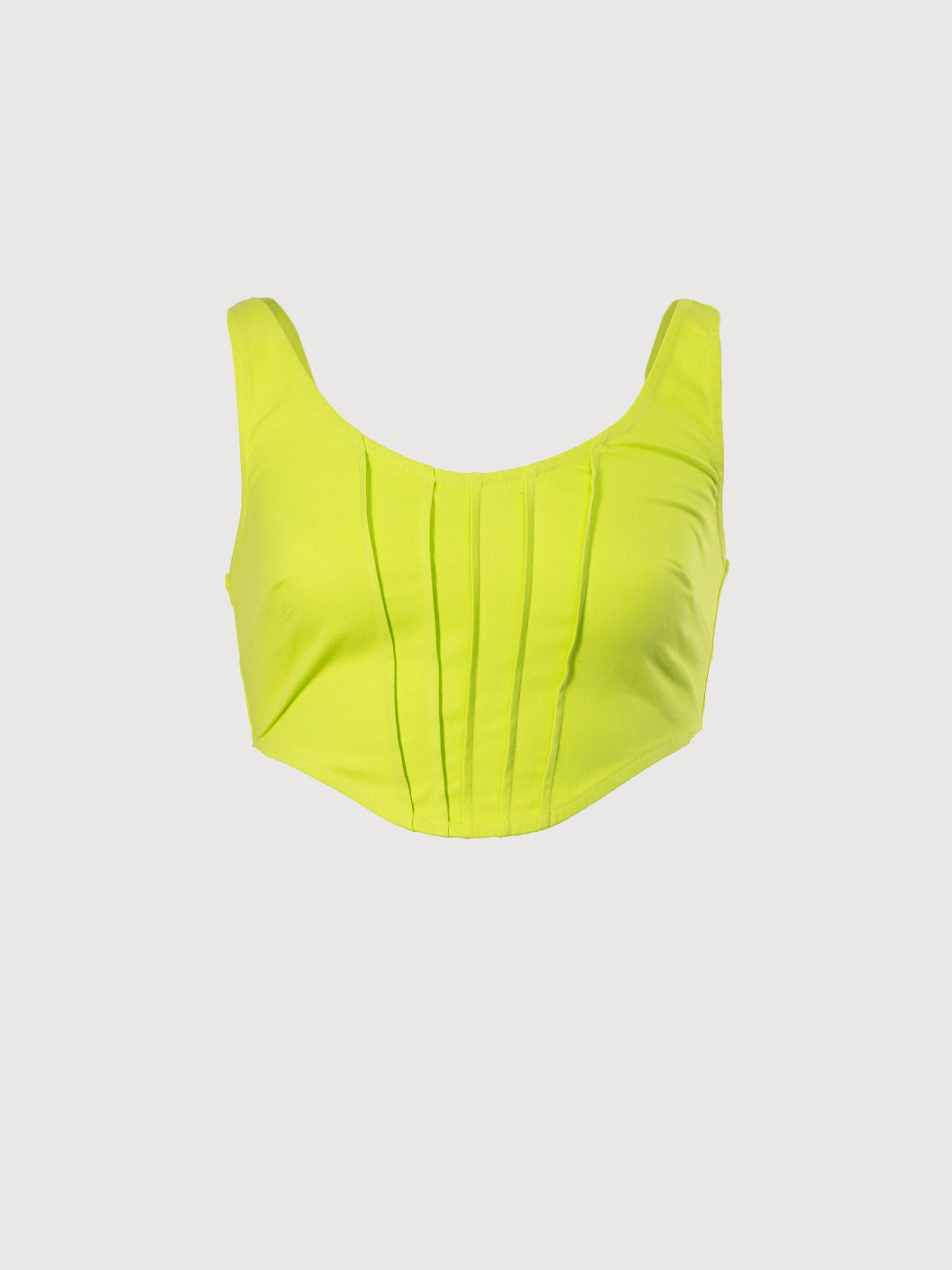Lime Green Twill Dip Hem Corset Top