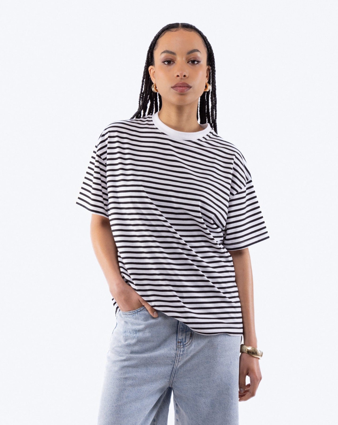 Oversized Stripe Tee, SILKROAD DAUGHTERS , Shirts & Tops, Oversized Stripe Tee