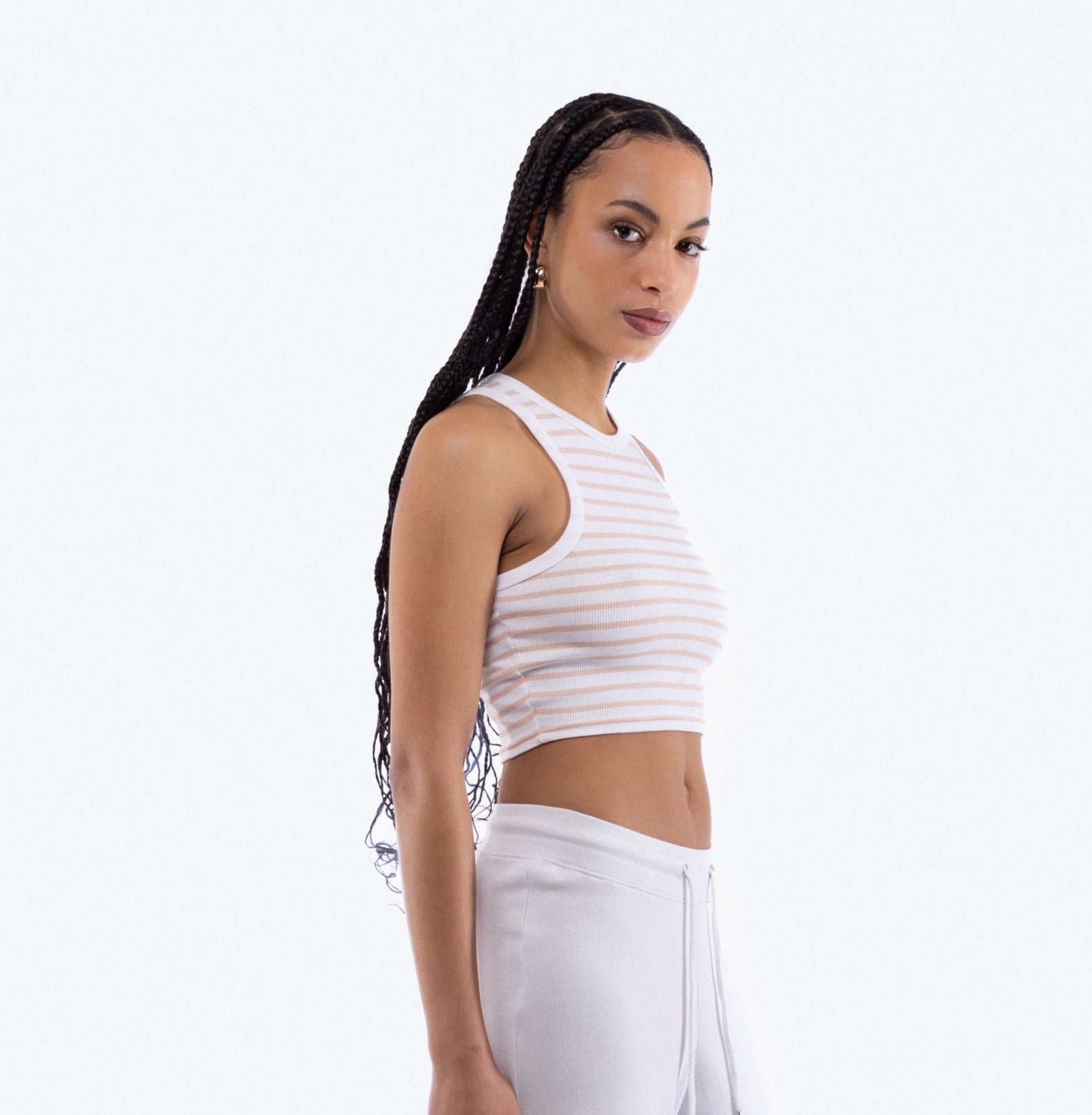 Stripe Rib Racer Top, SILKROAD DAUGHTERS , Shirts & Tops, Stripe Rib Racer Top