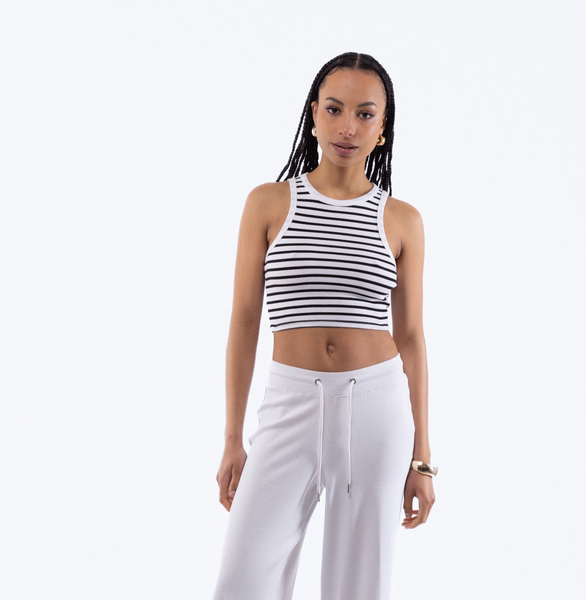 Stripe Rib Racer Top, SILKROAD DAUGHTERS , Shirts & Tops, Stripe Rib Racer Top