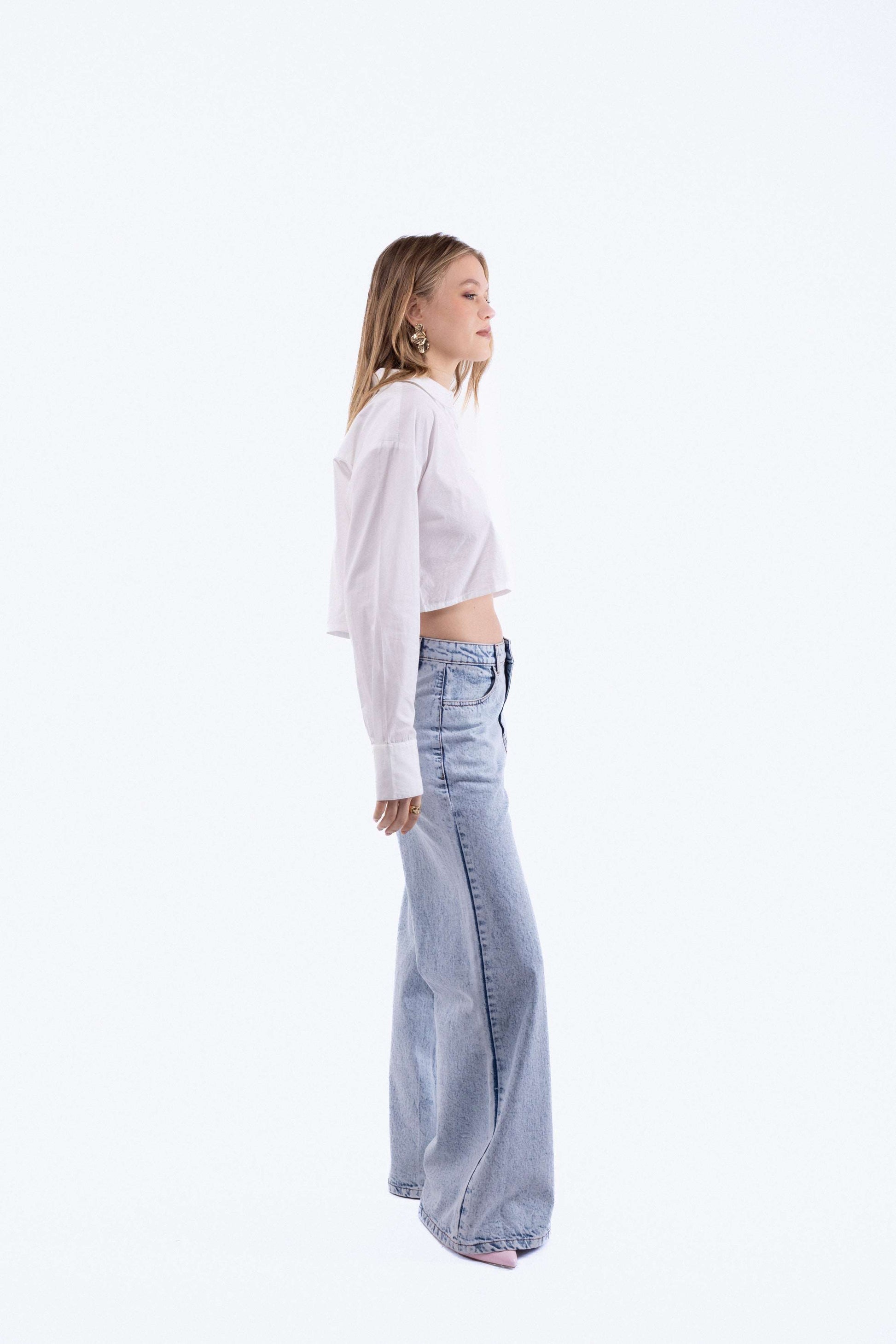 Bleach Wide Leg Denim Jeans