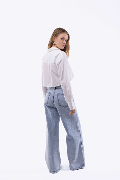 Bleach Wide Leg Denim Jeans