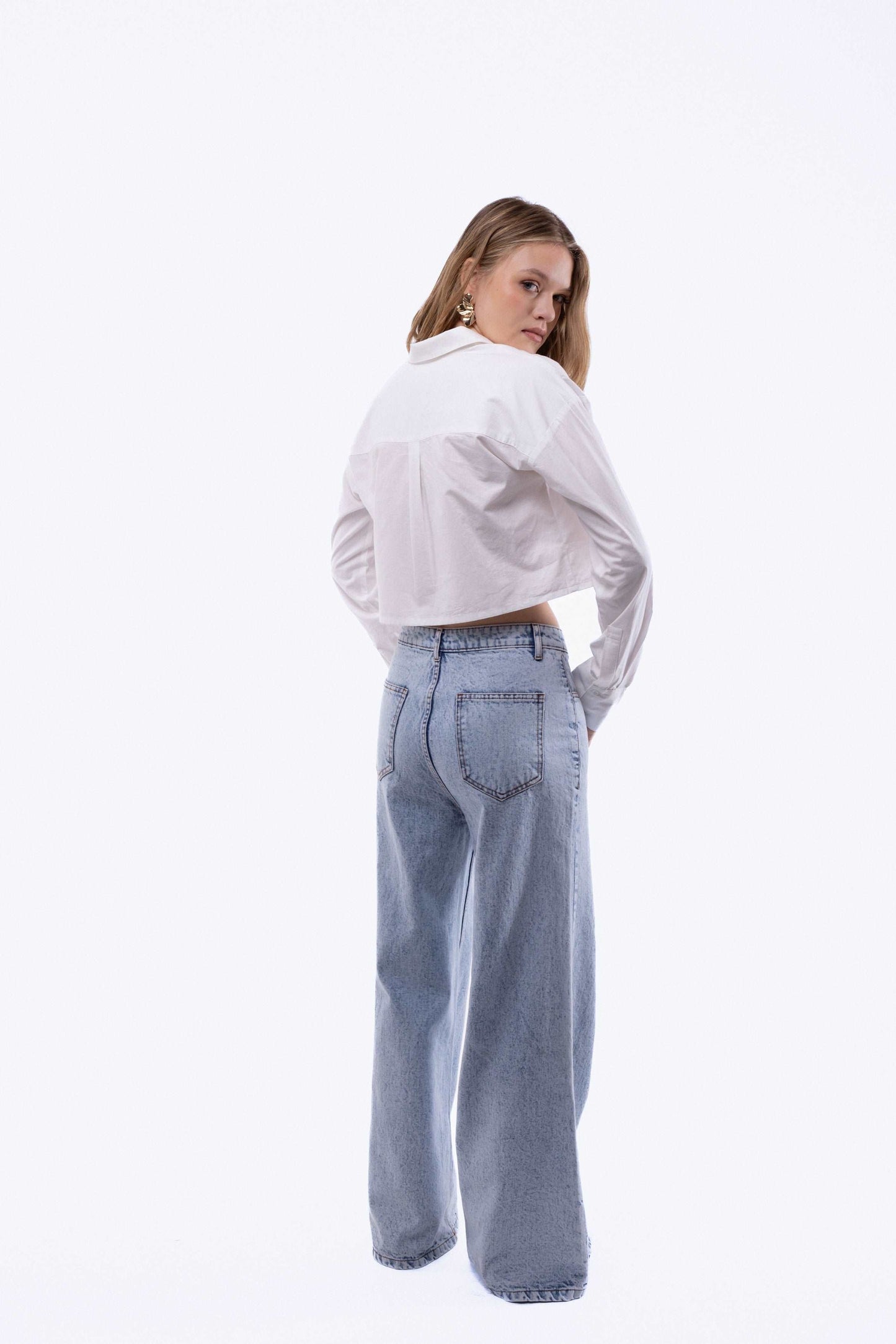 Bleach Wide Leg Denim Jeans