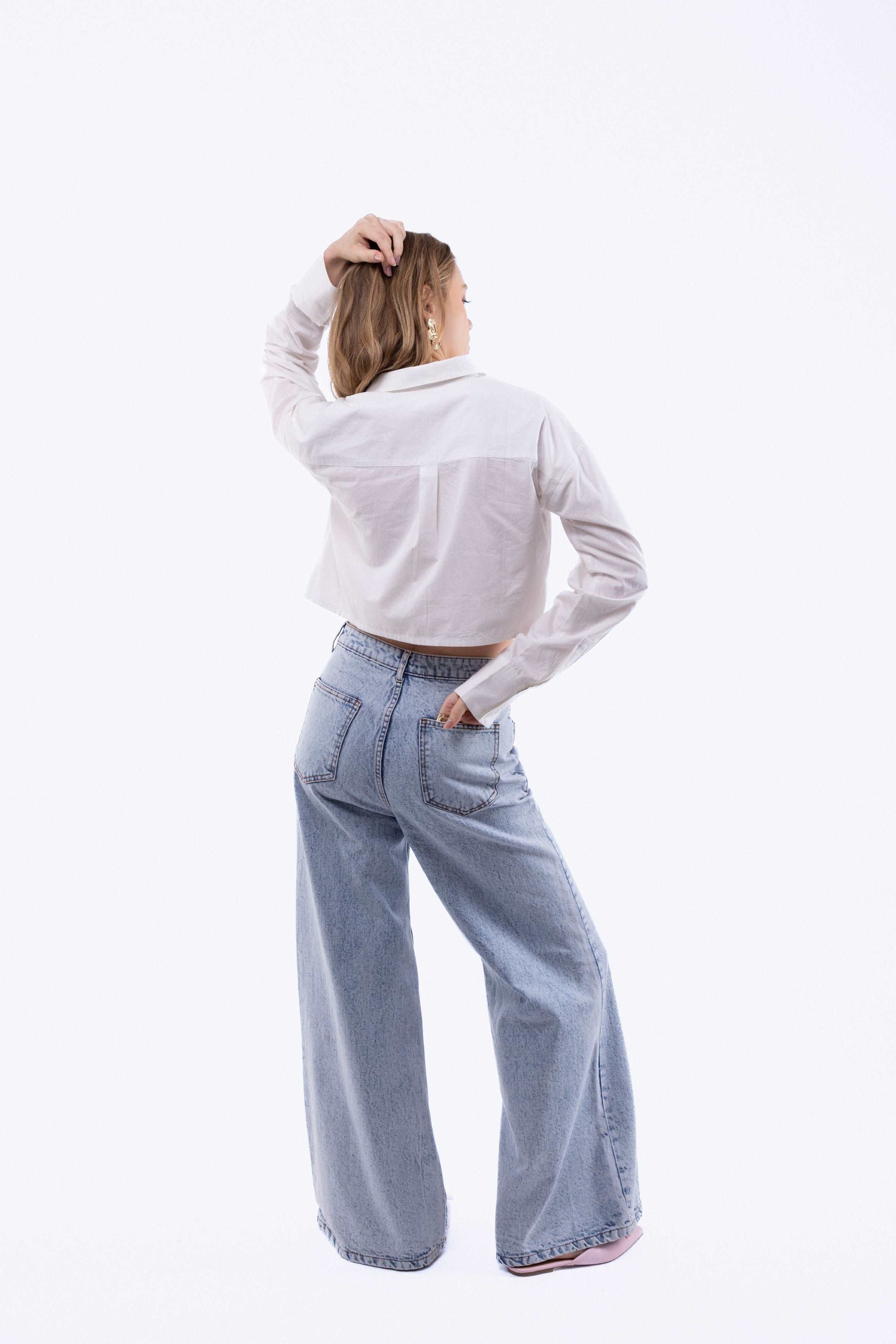 Bleach Wide Leg Denim Jeans