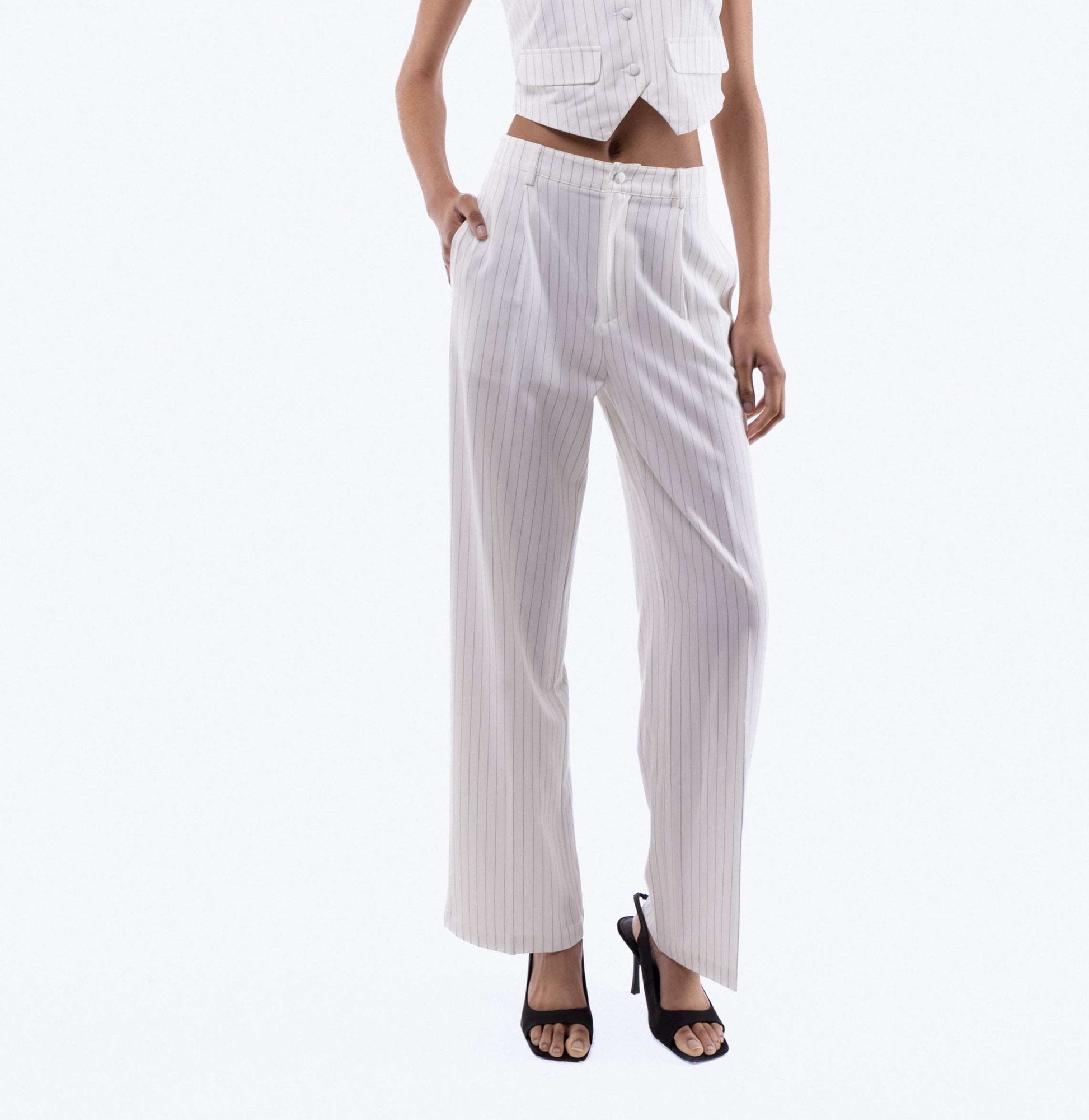 Amahle Pinstripe Wide Leg Trousers