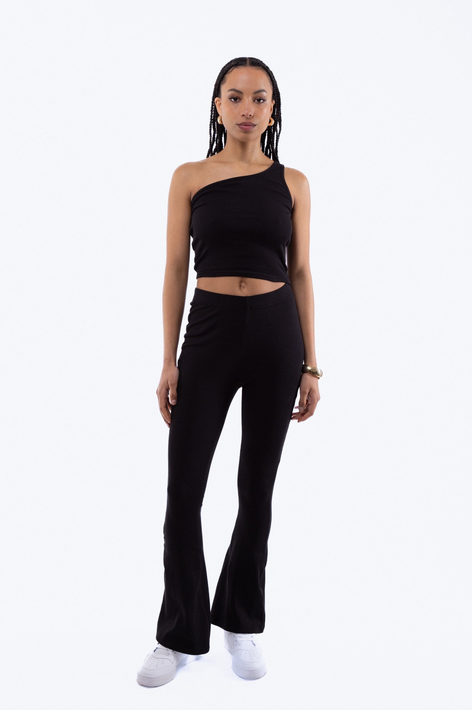 Rib Fit and Flare Trousers