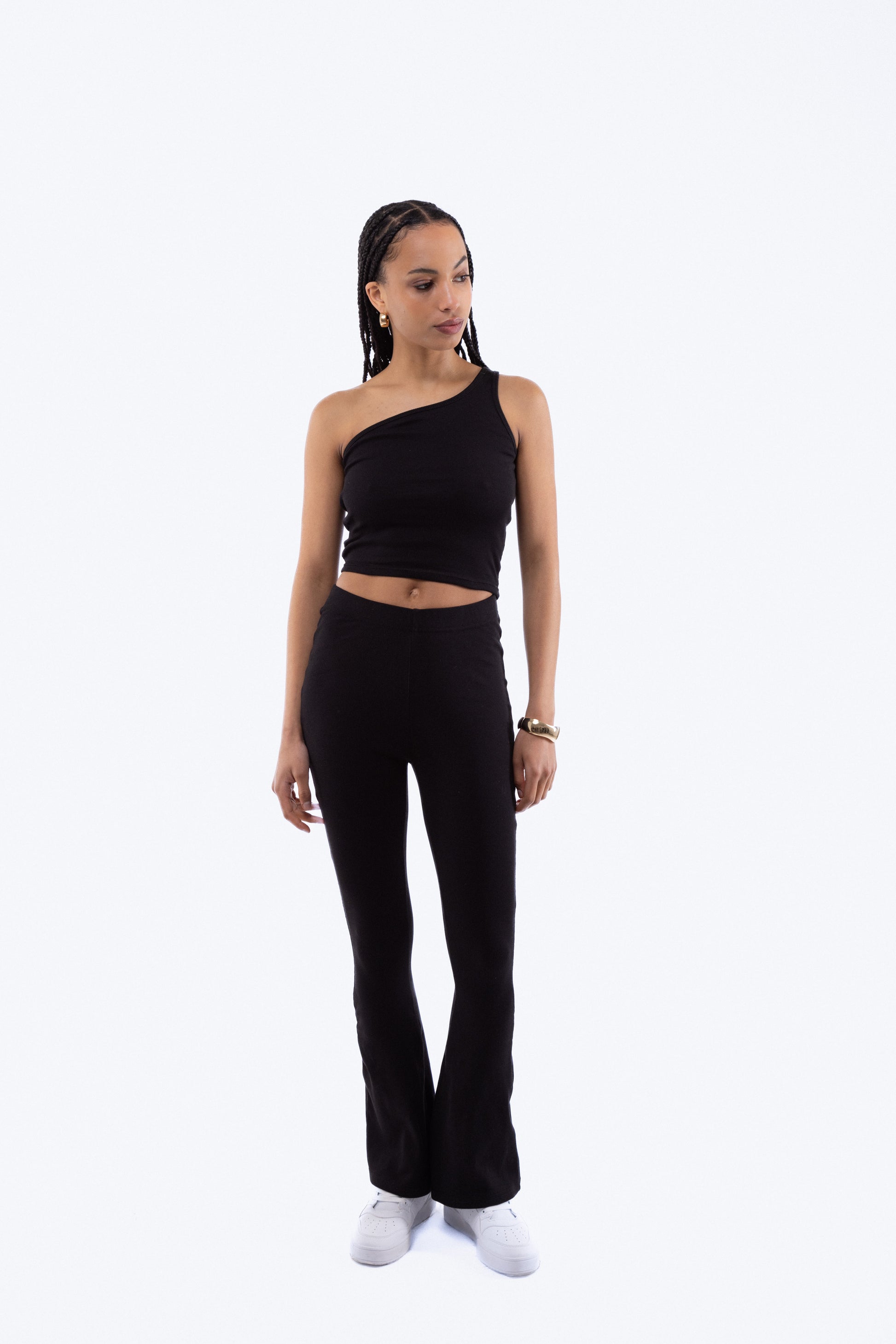 Rib Fit and Flare Trousers