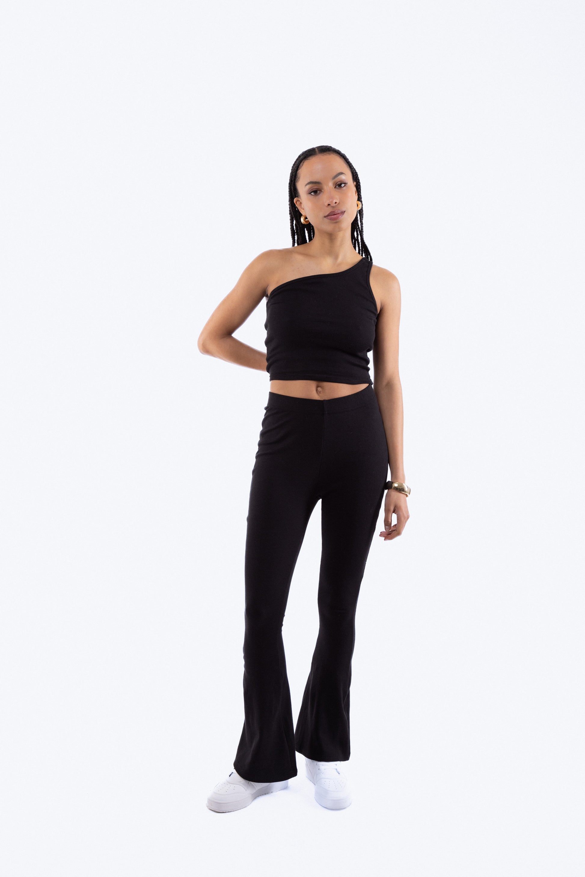 Rib Fit and Flare Trousers