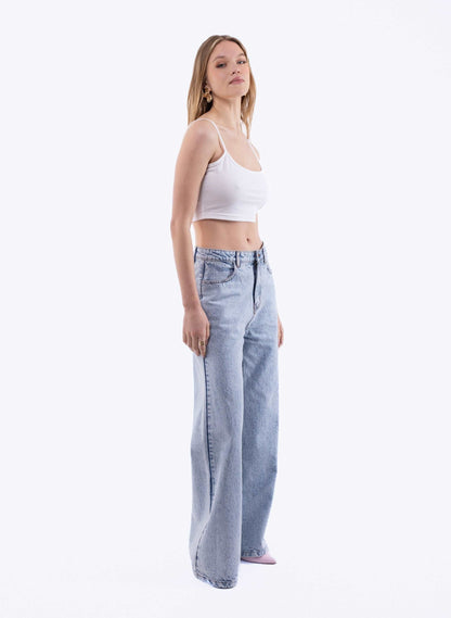 Bleach Wide Leg Denim Jeans