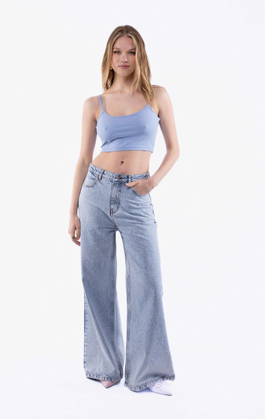 Bleach Wide Leg Denim Jeans